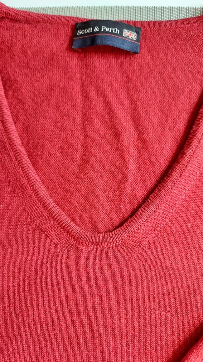 Sweter Scott&Perth 100% wełna merino czerwony r. 38 40