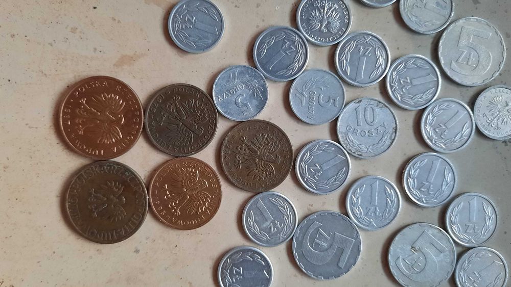monety prl 2 zł, 5 zł 1 zł zestaw