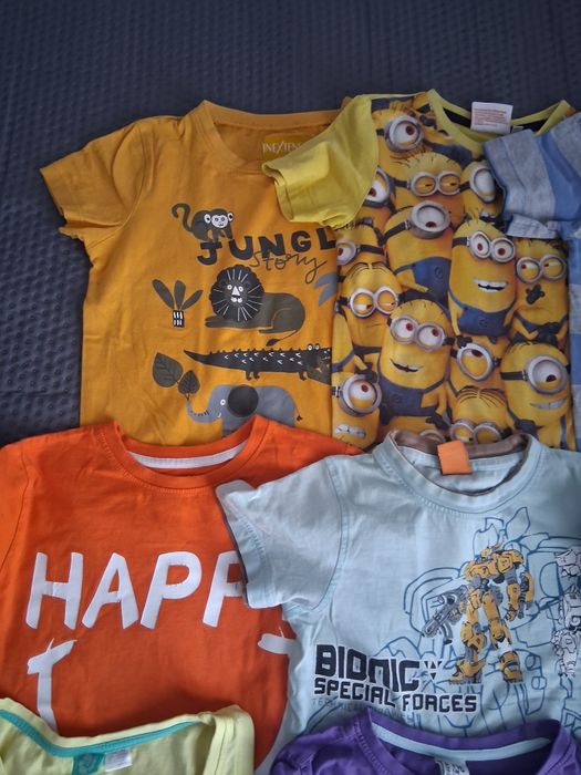 Zestaw bluzek 116 krótki długi rękaw bluzka koszulka t-shirt chłopięcy