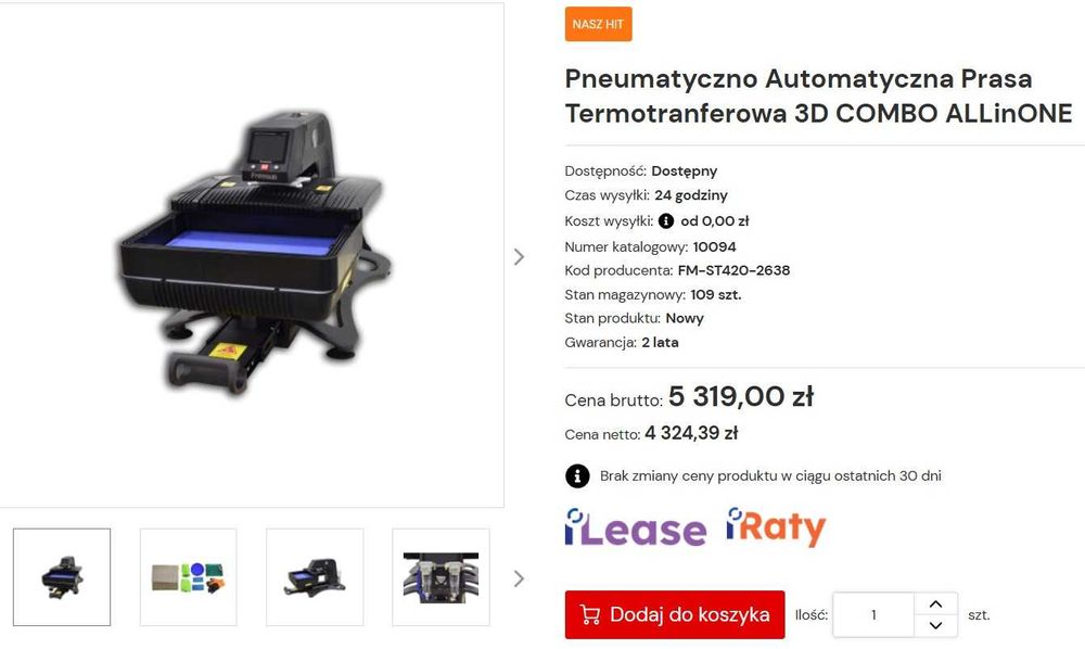 Pneumatyczno Automatyczna Prasa Termotranferowa 3D COMBO ALLinONE
