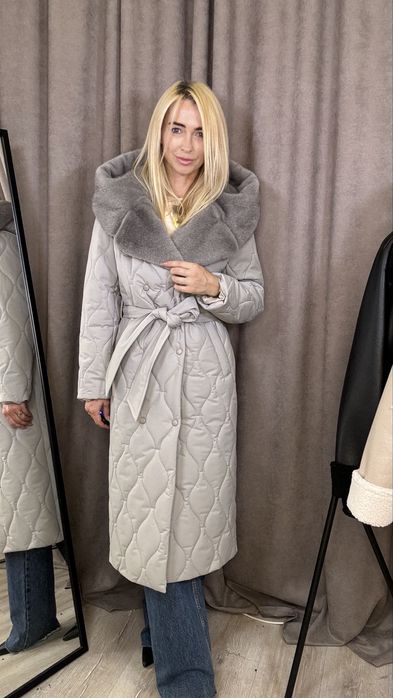 Зимове пальто з еко норкою