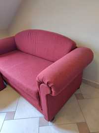 Bordowa Ciemny róż czerwona kanapa sofa z funkcją spania dwuosobowa