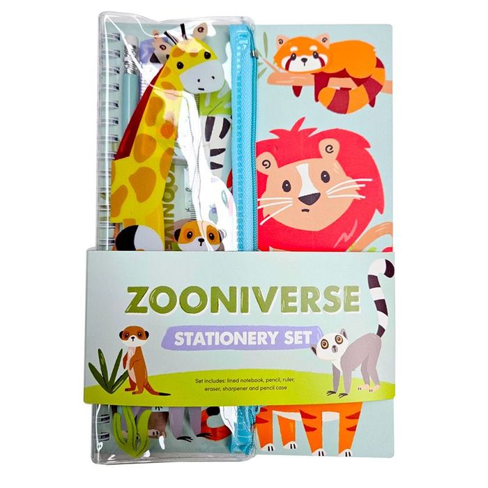 Zestaw szkolny notes w linie 60 kartek z przyborami Zoo Zwierzęta