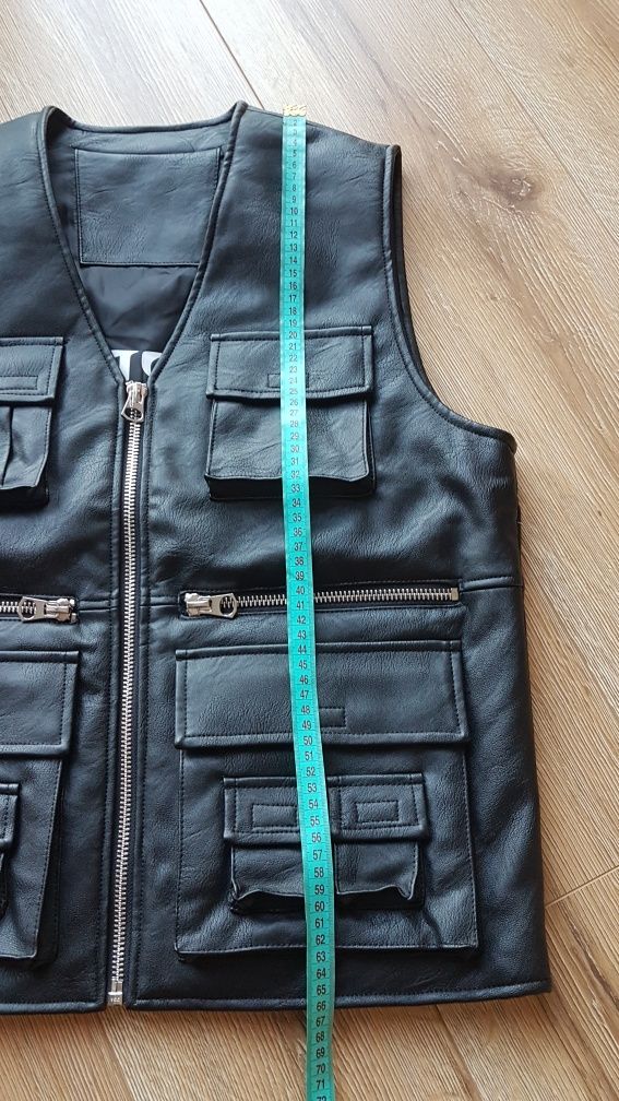 Review Matw kamizelka męska z imitacji skóry czarna owersize M motor