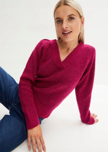 B.P.C różowy sweter z dekoltem V r.44/46