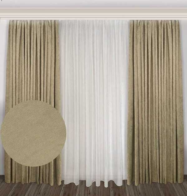 Комплект штор мікровелюр 150х240см, крем-брюле №96 2шт