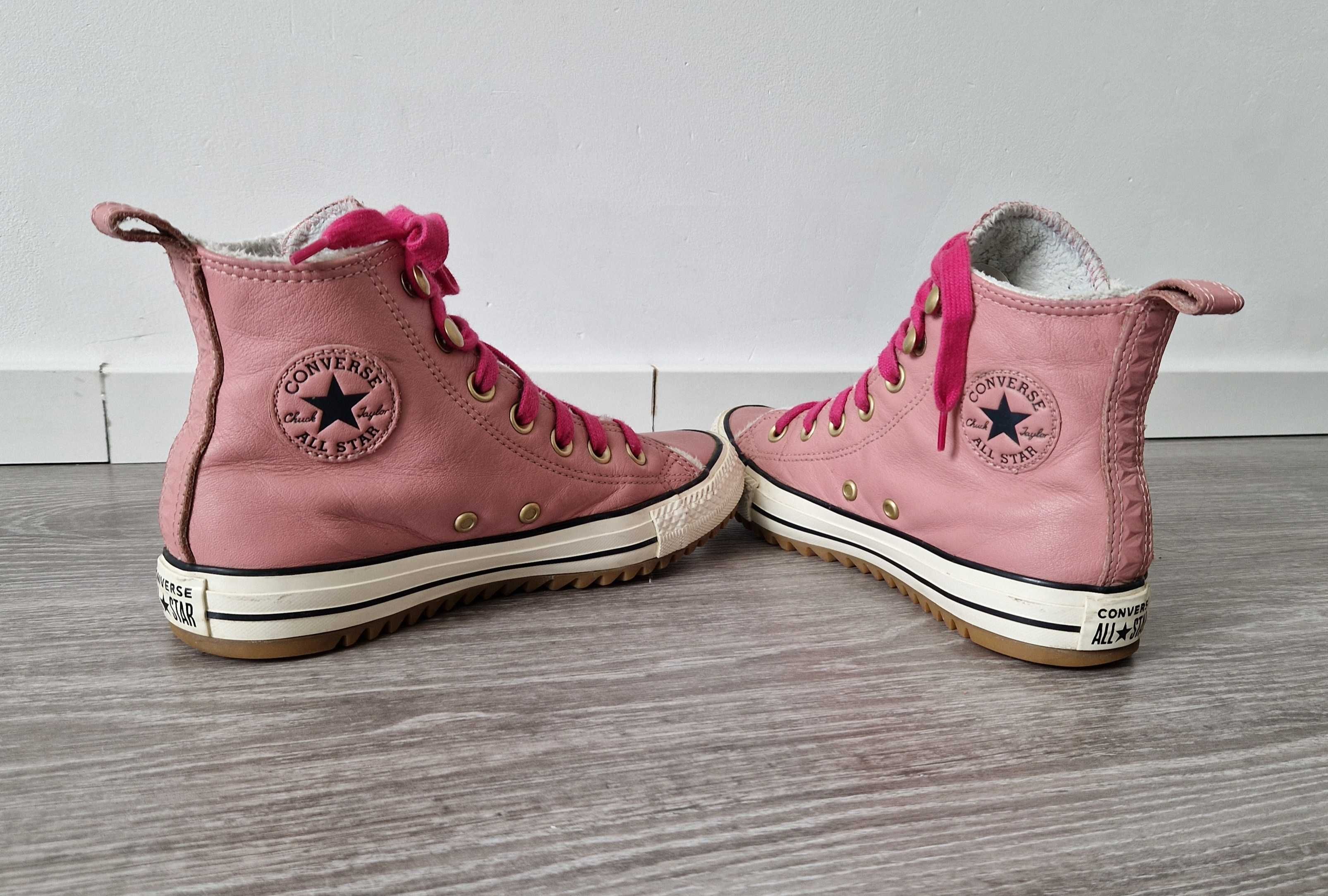 Converse różowe trampki skórzane 36