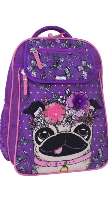 Шкільний рюкзак ранець наплічник з мопсом