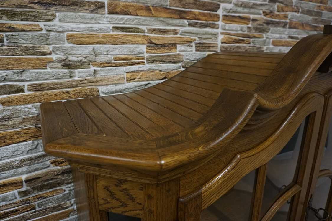 Witryna z Komodą Dębowa Lity Dąb   szer. 140 cm    (p-981)