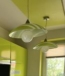 Zielone lampy wiszące, 3 sztuki łącznie z żarówkami