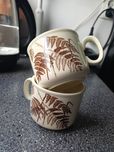 2 x kubek kremowy ceramiczny vintage w paprocie 200ml