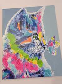 Картина акриловими фарбами "Котик у фарбі"