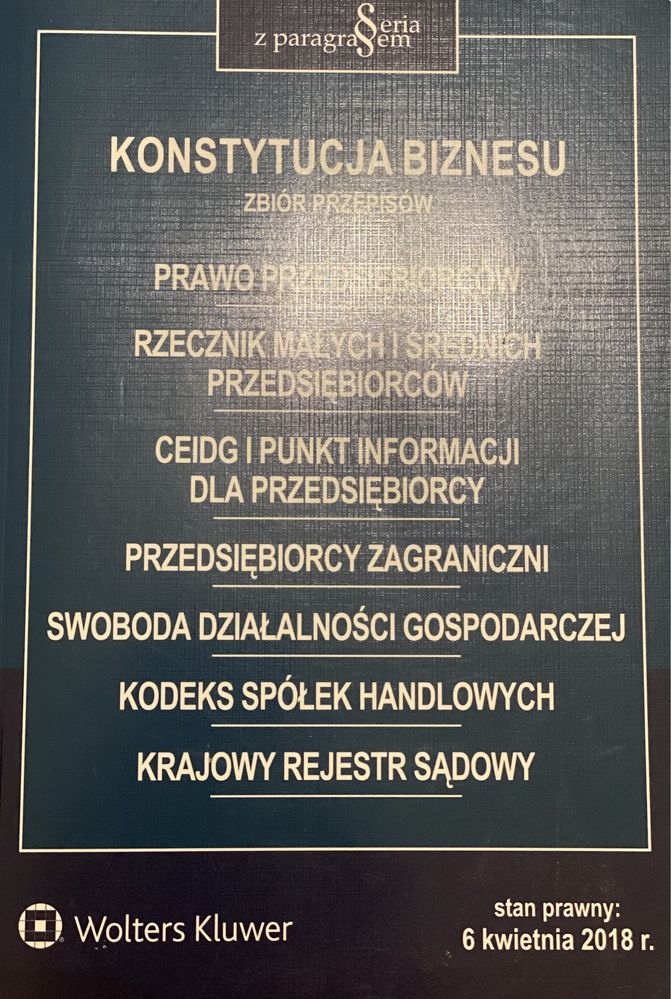 Konstytucja biznesu stan prawny 2018 książka