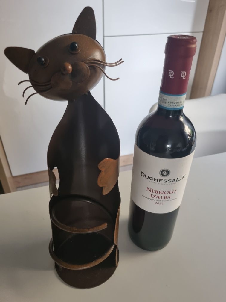 Stojak na wino z motywem kota