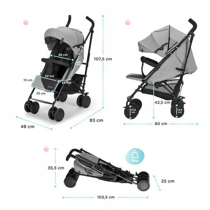 NOWY WÓZEK SPACEROWY Dziecięcy Spacerówka Parasolka do 24kg LEKKI