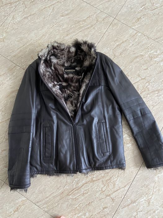 Шкіряна чоловіча хутрова куртка, зимова шкіряна куртка