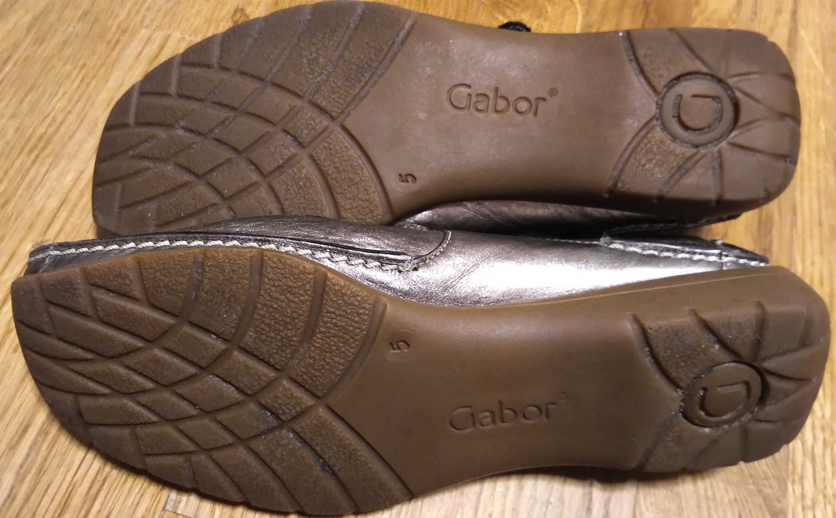 Кожаные женские балетки / туфли золотистого цвета GABOR, очень удобные