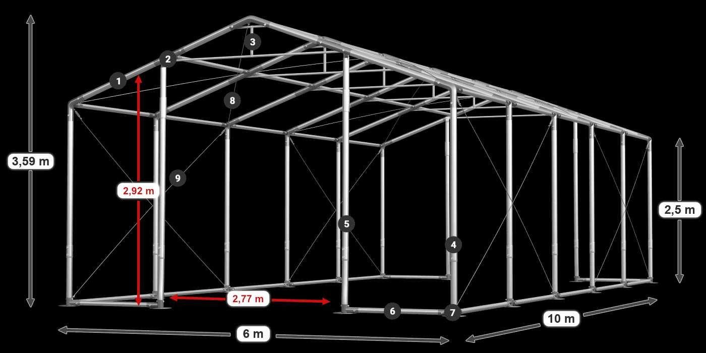 Hala Namiotowa Całoroczna Winter Plus 6x10m wysokość 2,5m