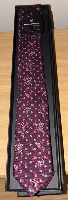 Bordowy krawat z wełny 100% 6 cm LAMBERT