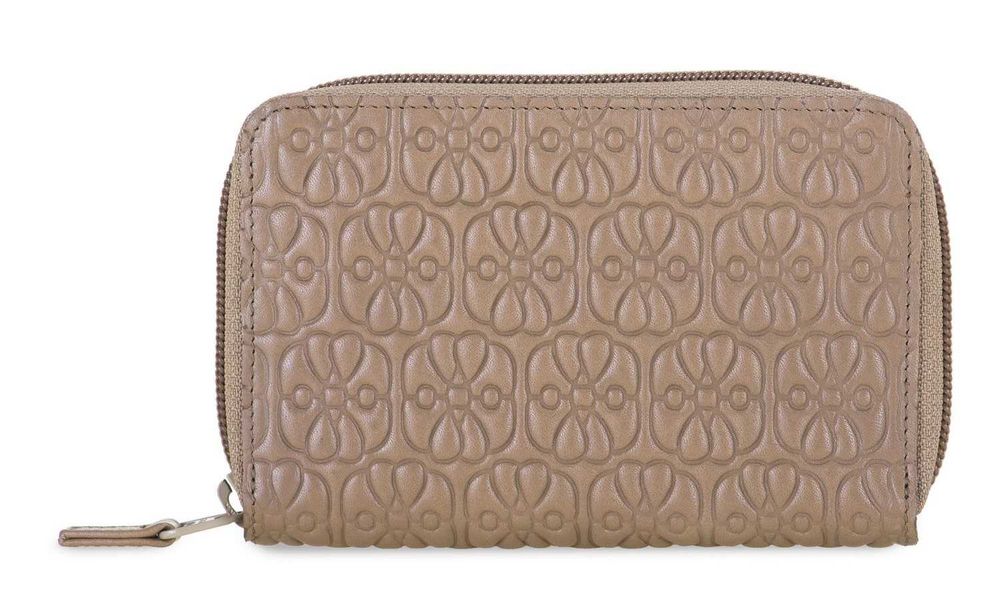 Carteira com Fecho zip em pele com relevo da MYWALIT na cor Mink