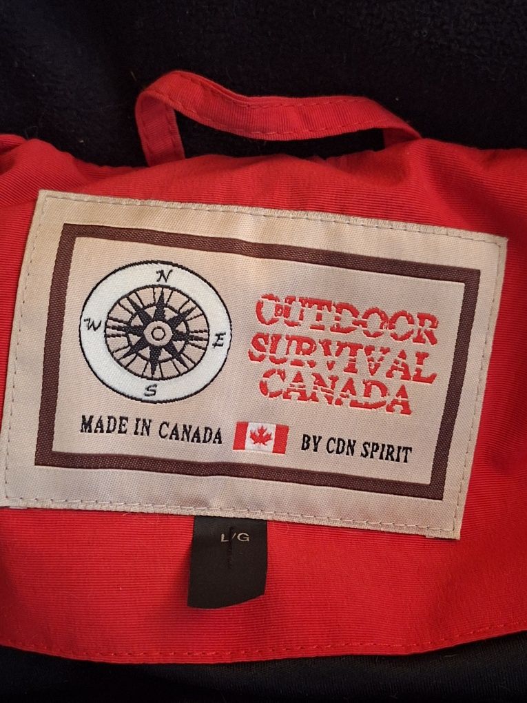 Canada Outdoor Survival Męska Puchowa Czerwona kurtka z kapturem