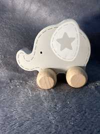 Деревʼянна іграшка слон игрушка еко машинка на колесах слоник