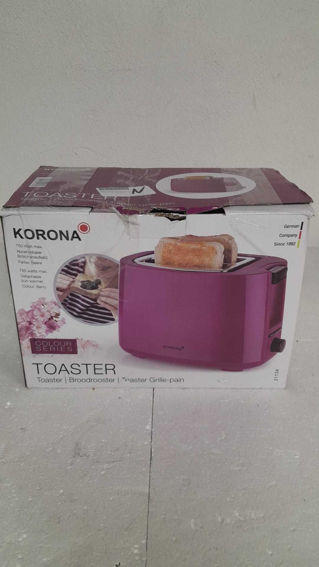 Toster Korona na 2 kromki z nasadką na bułki Kolor jagoda