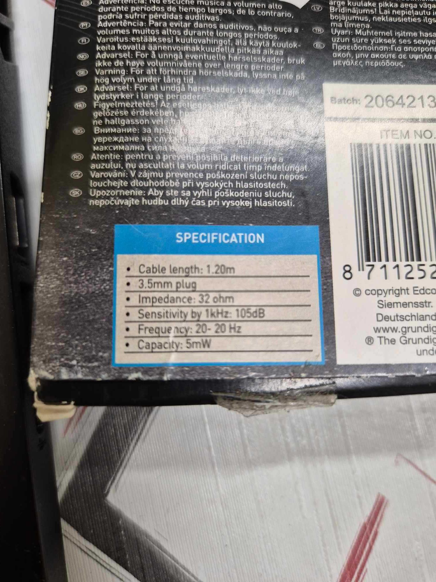 Słuchawki Grundig na kablu 1,2m