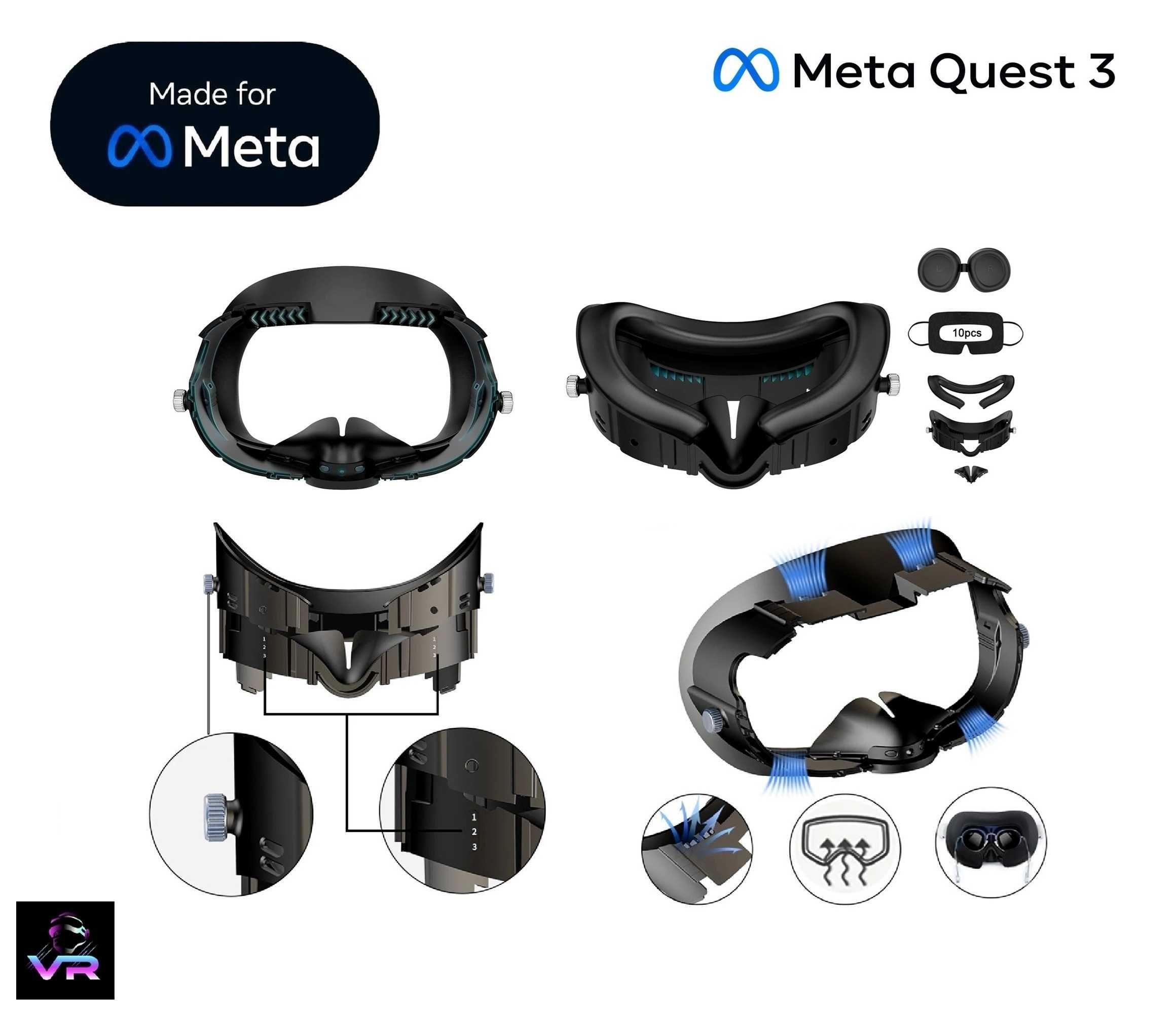 Meta Quest 3 лицьова накладка (3-в-1) маска Face Pad Cover Oculus