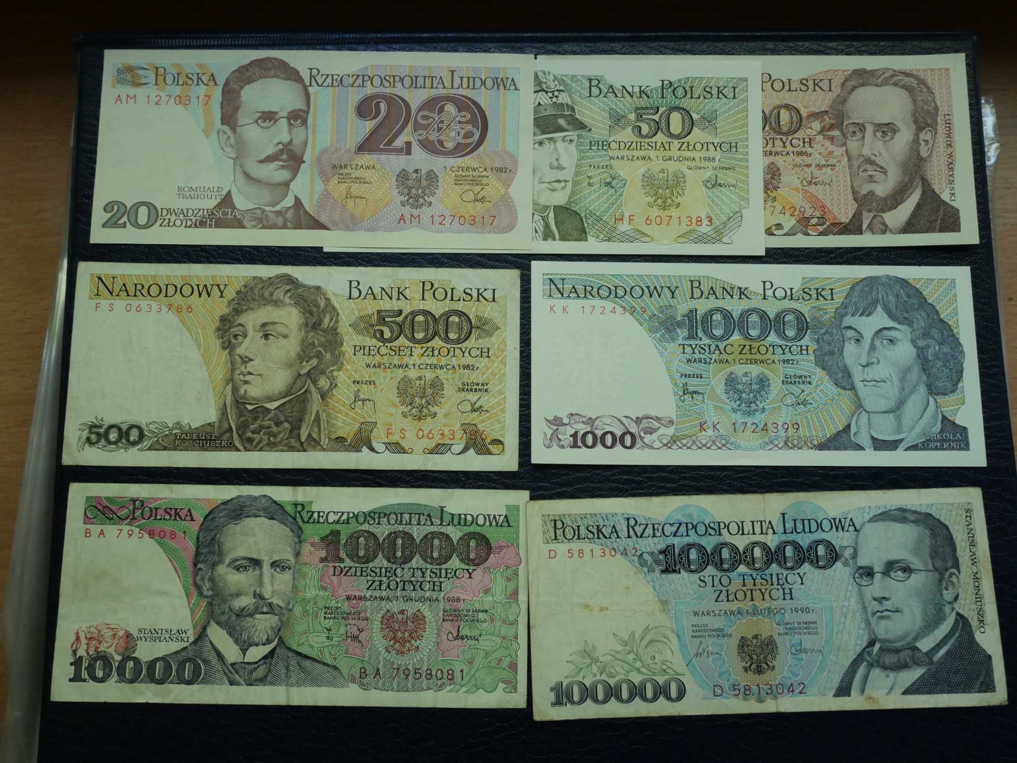 Zestaw 7 banknoty PRL