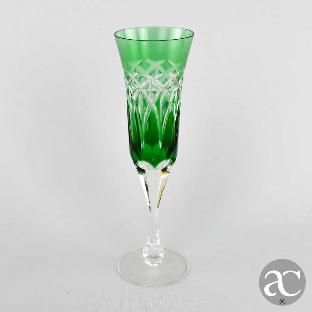 Conjunto de 6 flutes em Cristal colorido estilo Saint Lambert