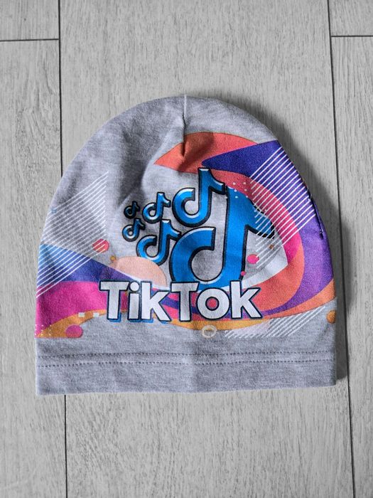 Bawełniana czapka dziecięca z nadrukiem Tik Tok, wiosenno-jesienna