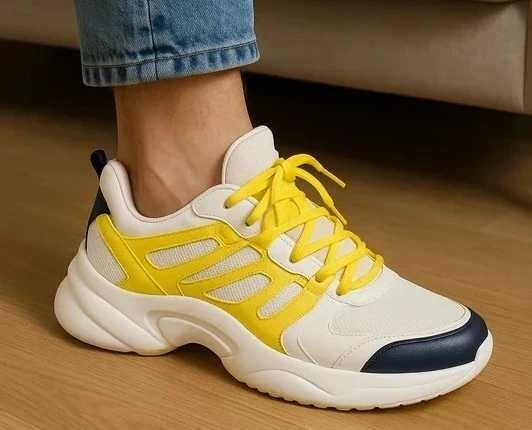 Sapatilhas Homem Branco/Amarelo/Azul - 40 - Novas!!