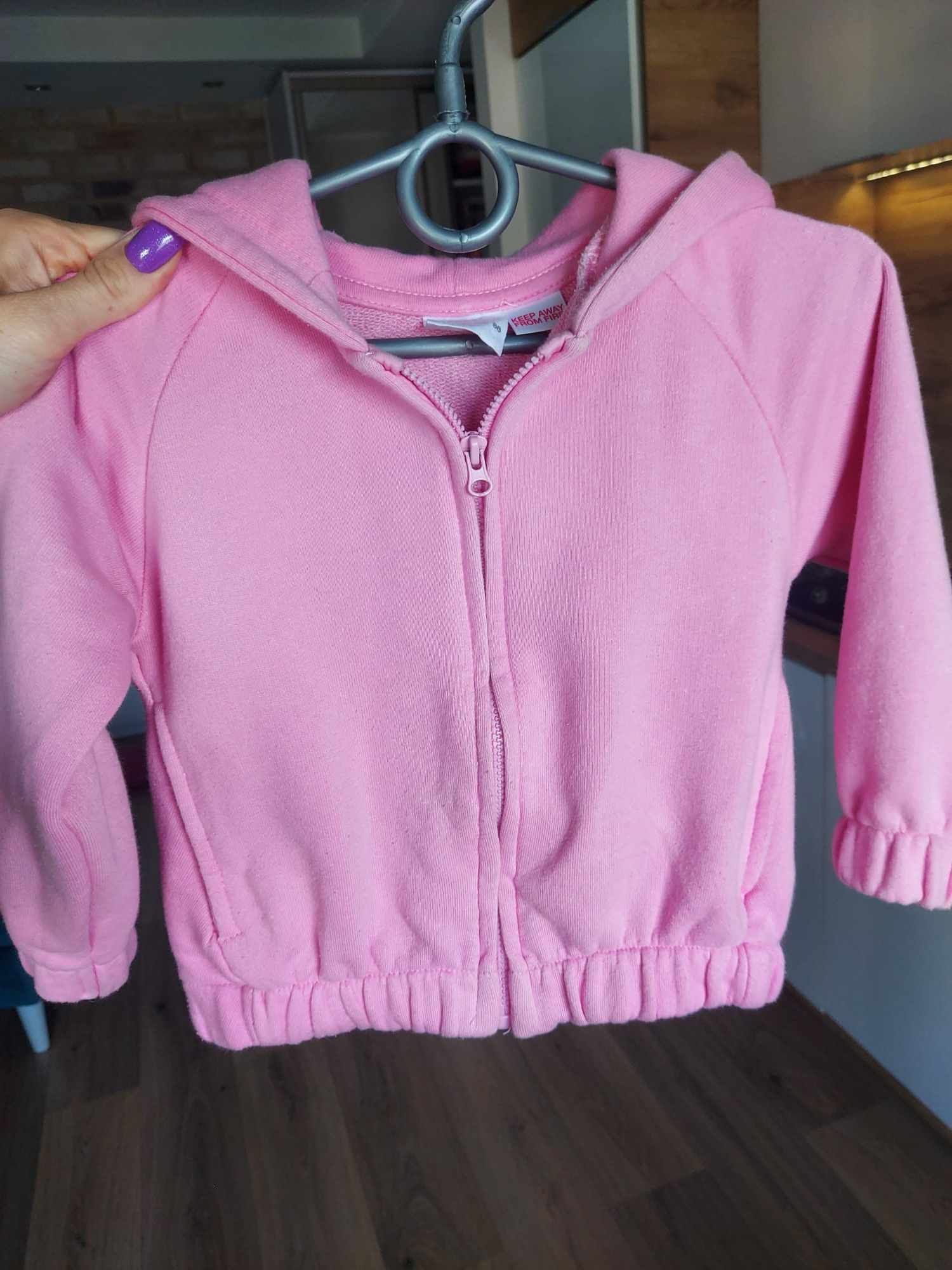 bluza kangurek rozpinana różowa neonowa 86cm zara kids