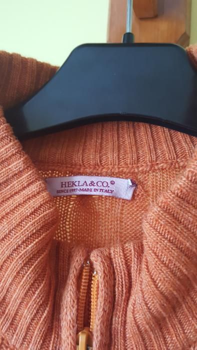 Włoski Sweter Wełna Merino Kaszmir Hekla&Co. roz.40 Pomarańczowy