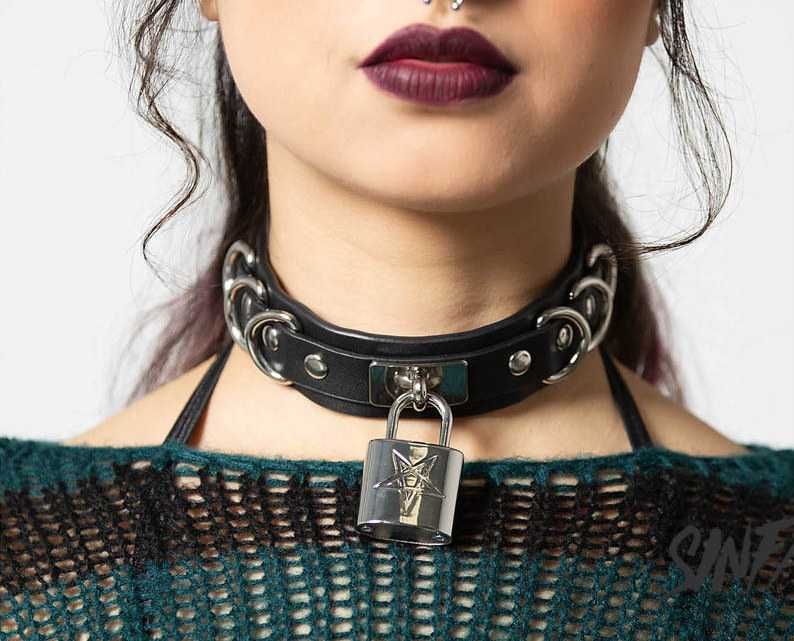 Obroża KILLSTAR choker kłódka pentagram goth punk