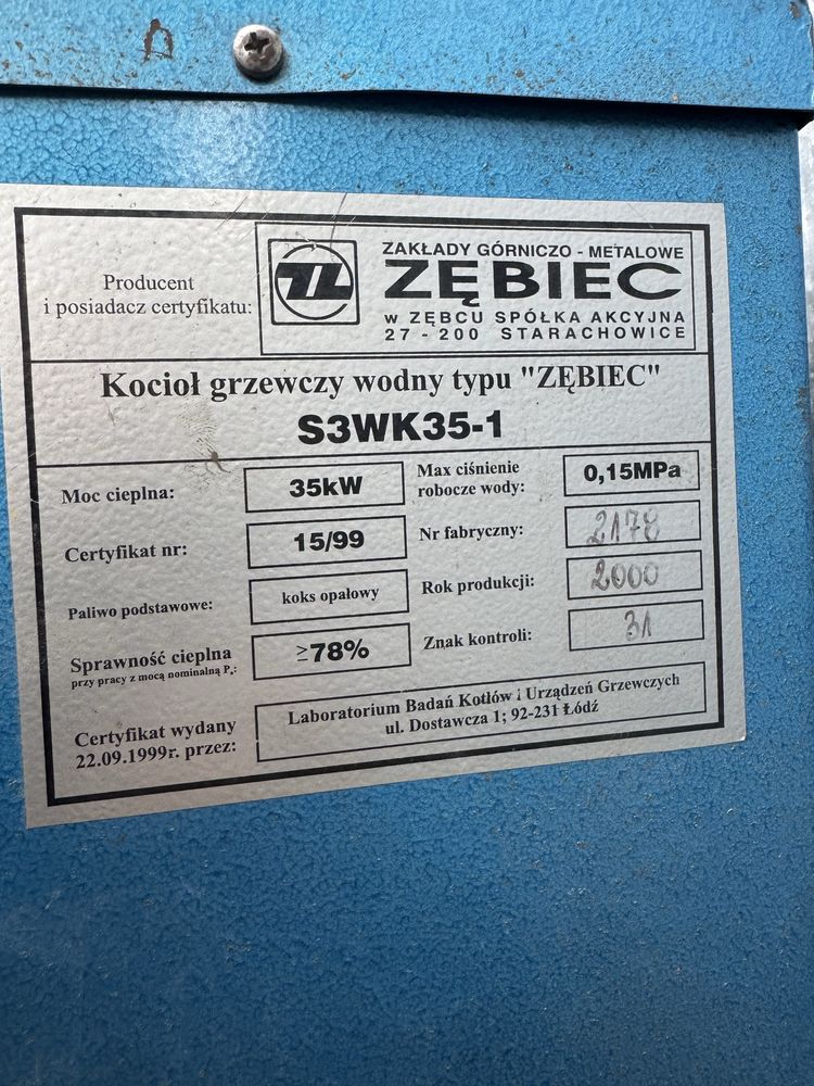 Piec kocioł C.O. Zębiec 35KW