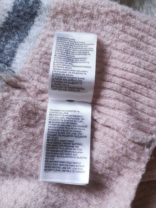 Pudroworóżowy sweterek paski H&M 36 S Pomarańczowy sweter Bershka 36 S