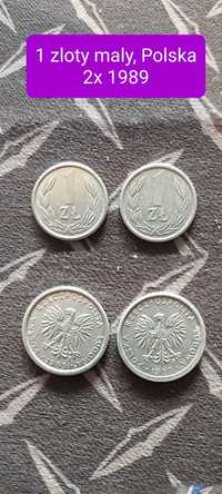 2szt. Moneta Polska 1 złoty mały 1989