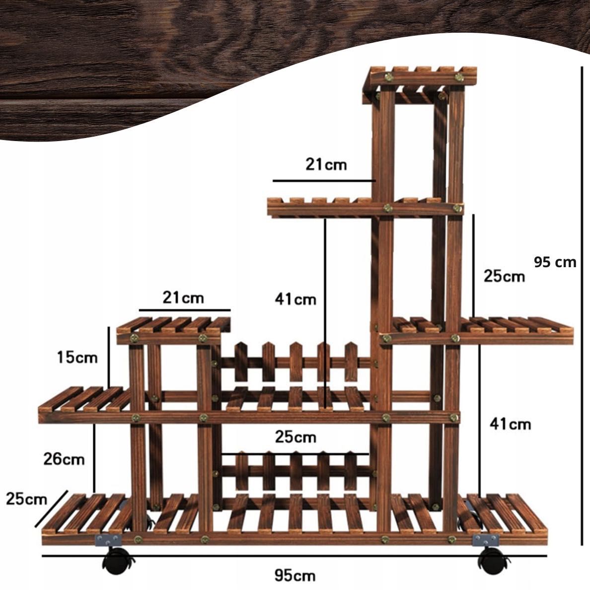 Drewniany kwietnik na kwiaty regał 95 cm wytrzymały wielopoziomowy