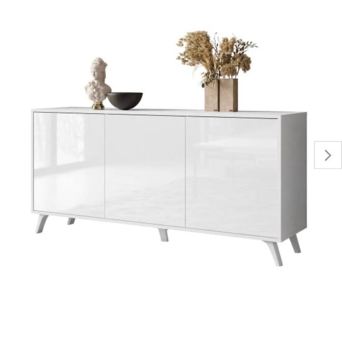 Komoda i szafka RTV Sanayi na nóżkach biały połysk