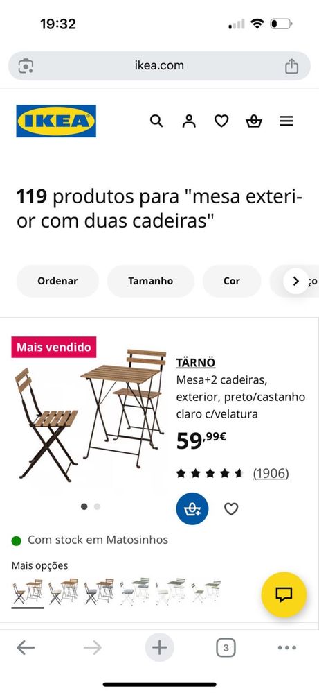 Mesa com duas cadeiras Ikea Tarno