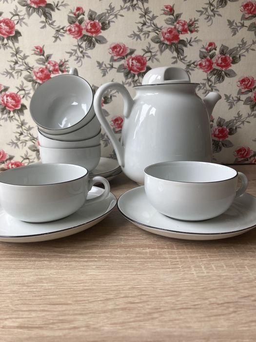 Zestaw bialej porcelany Karolina prl