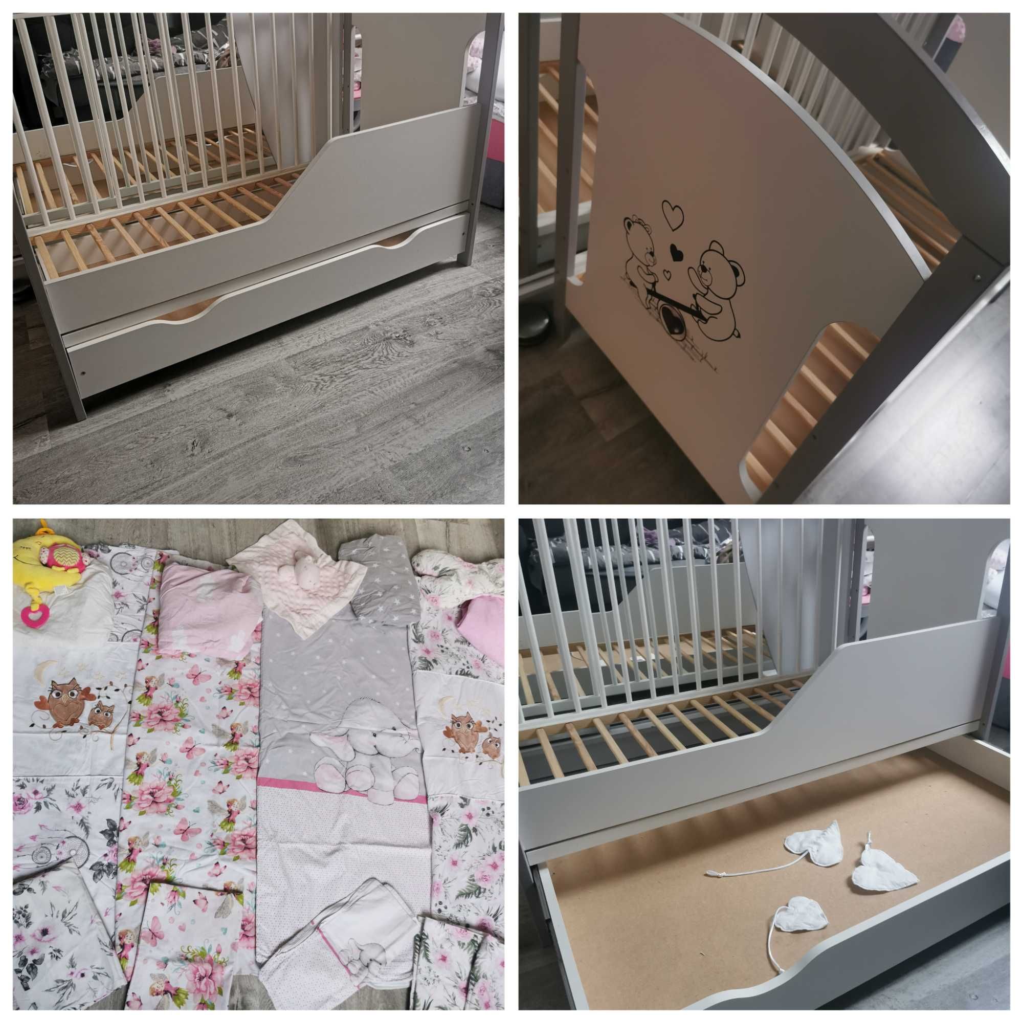 Łóżeczko dziecięce 120x60 materac pościele akcesoria