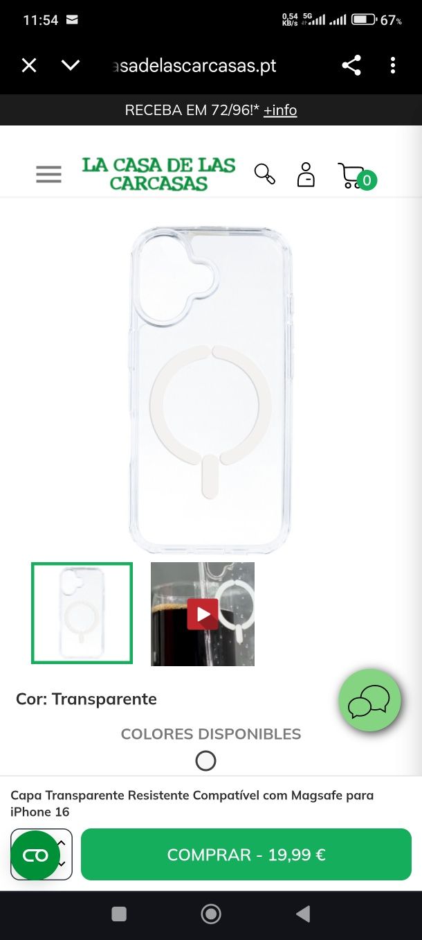 Capa Transparente Resistente Compatível com Magsafe para iPhone 16