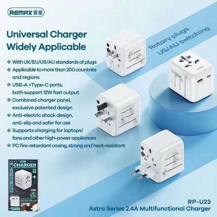 Adapter Podróżny Przejściówka Gniazda Świata PL USA UK Chiny Australia