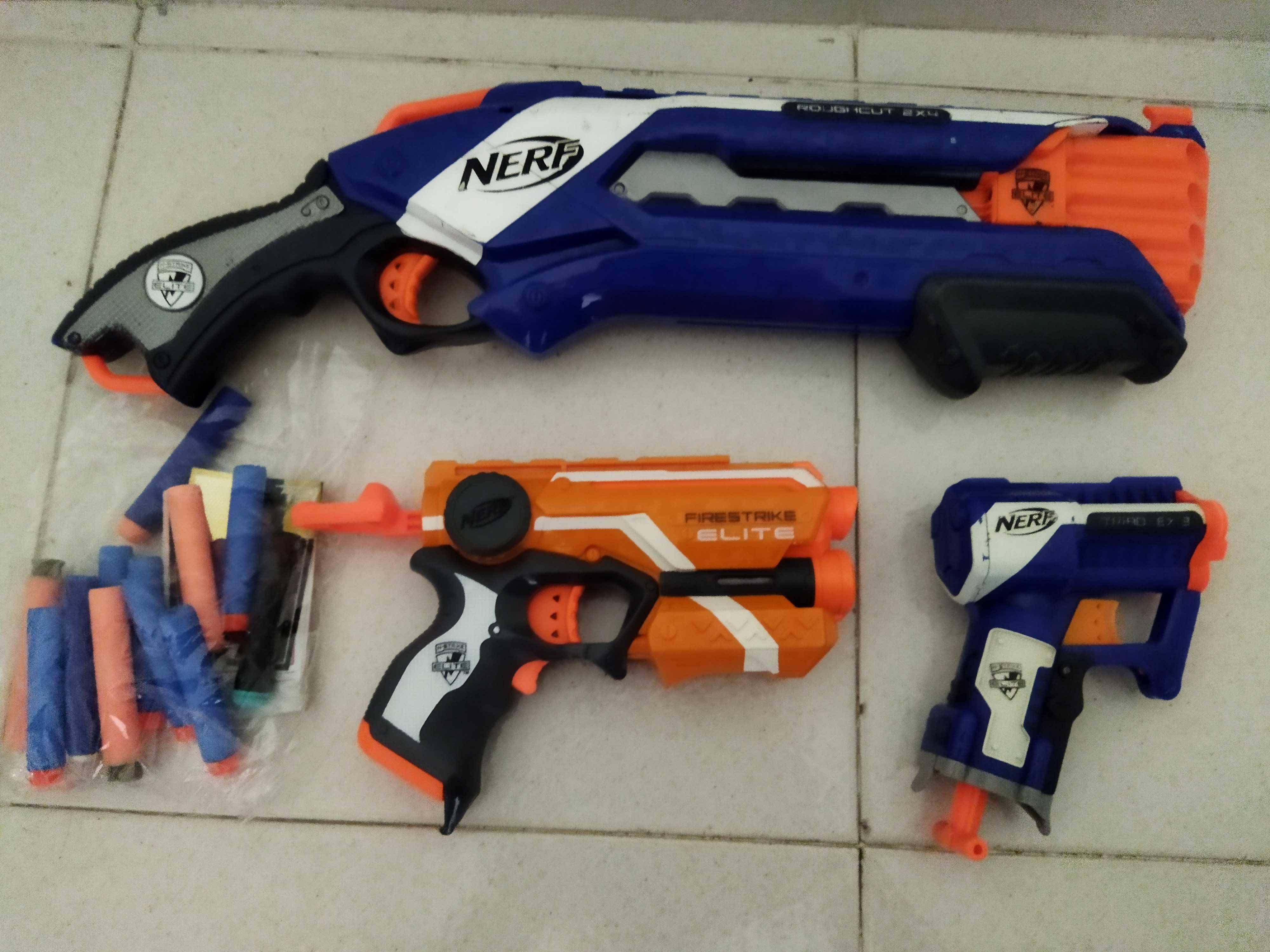 Pistolas NERF ( ROUGHCUT 2X4 ; FIRESTRIK; JOLT EX-1 ) + Dardos