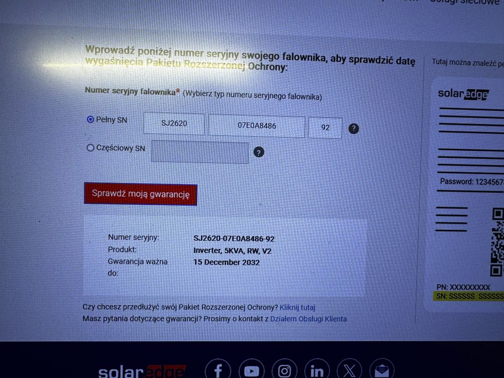 SolarEdge SE5K RW0TEBNN4 JAK NOWY 5KW falownik fotowoltaiczny inwerter