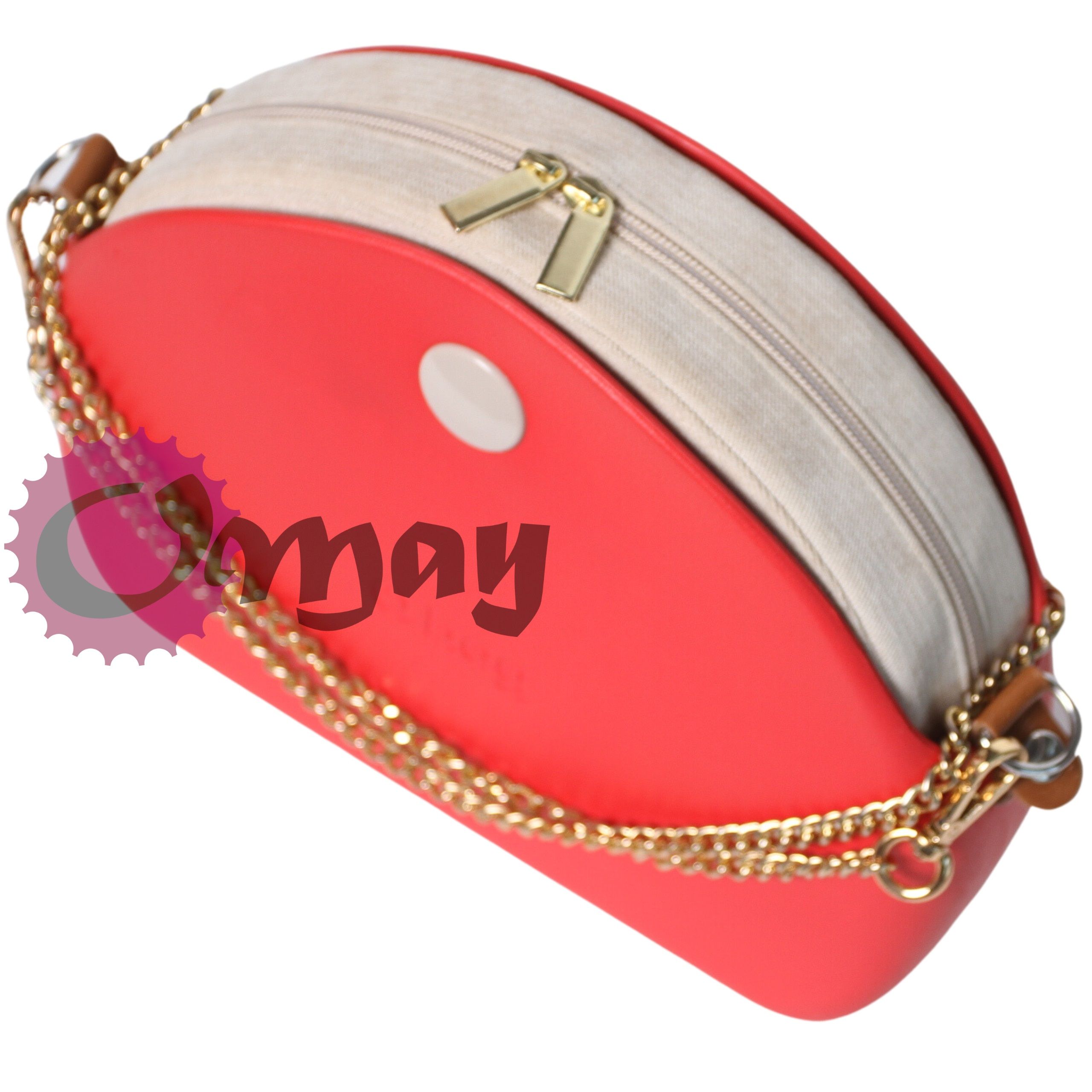 Beżowy Welur organizer do OBAG MOON LIGHT hummus ZŁOTO 2kieszenie OMAY