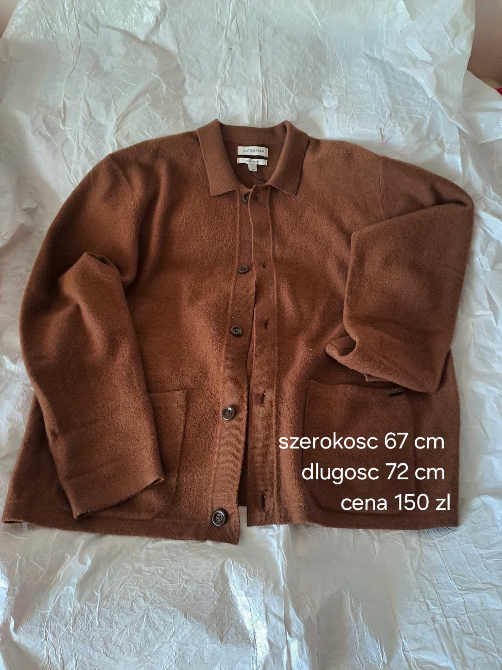 Sweter 100% merino xxl brazowy